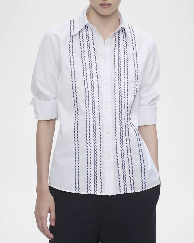 Arletty Scallop-Trim Cotton Shirt
